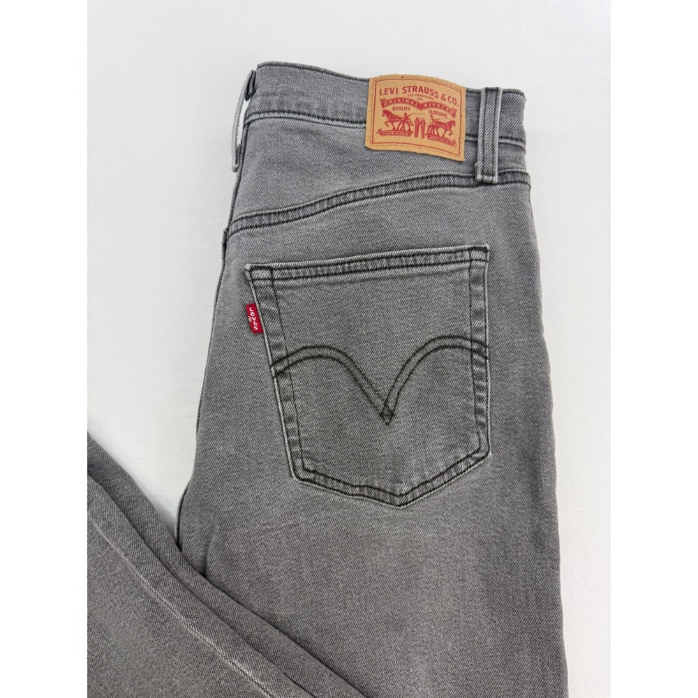 Levis Ribcage Straight Ankle Jeans Gray Ultra High Rise Button Fly 30x27